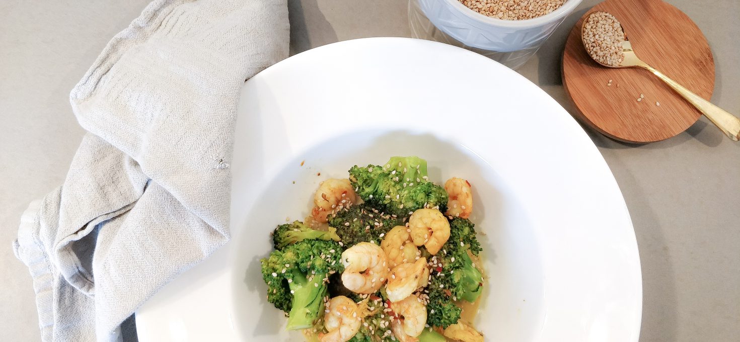 Broccoli met gamba’s en chilivlokken